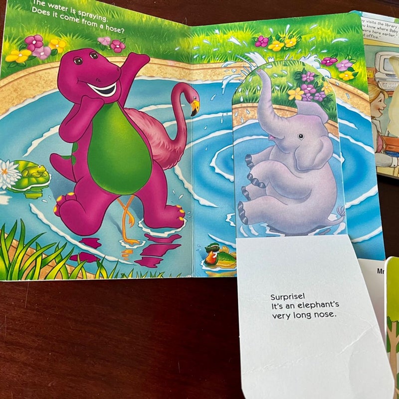 Bundle 1990s Barney the Dinosaur Board Books Educational Toddlers Book Lot Zoo Flaps +