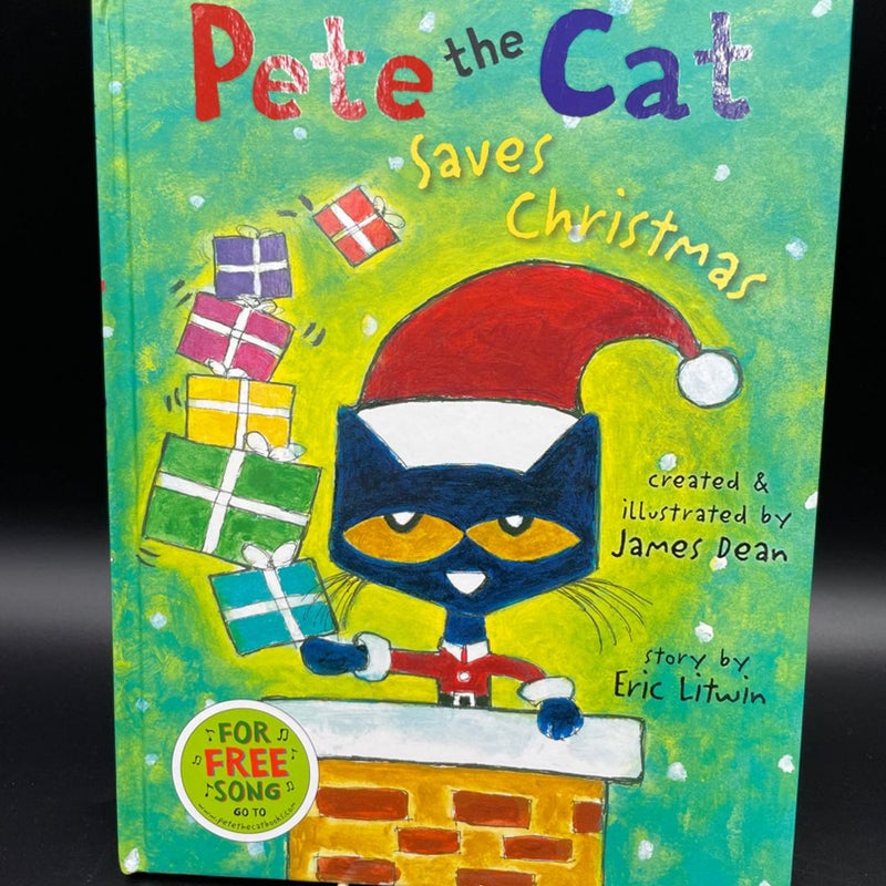 Pete the Cat Saves Christmas hardcover childrens book