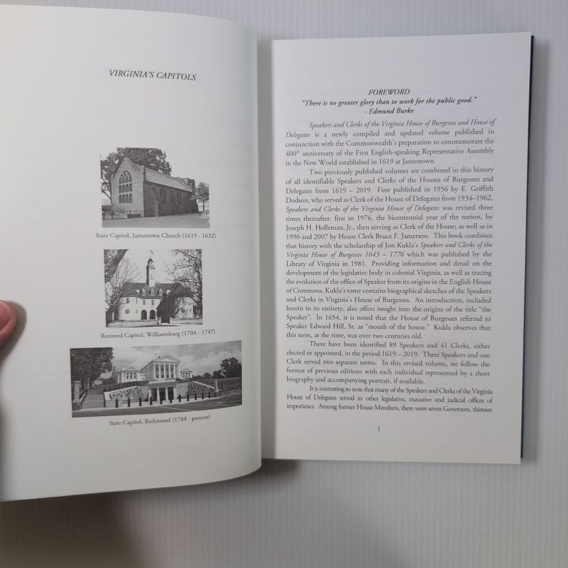 Speakers and Clerks of the Virginia House of Burgesses and the Virginia House of Delegates 1619-2019