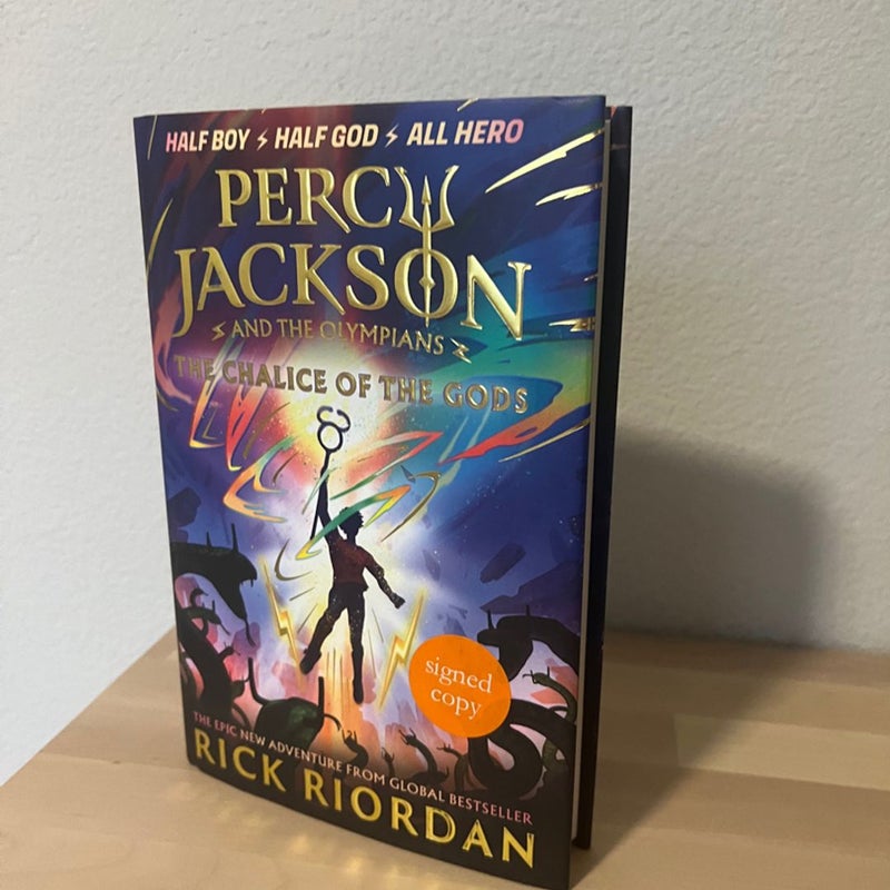 Percy Jackson and the Olympians: the Chalice of the Gods UK cover signed