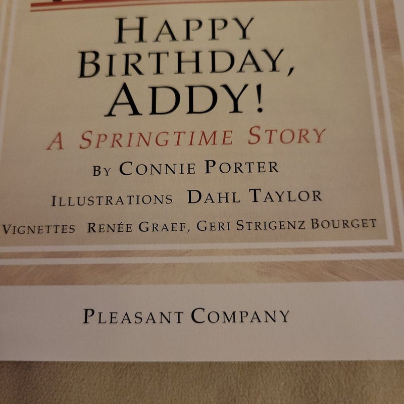 American Girl Happy Birthday, Addy! Vintage Printing