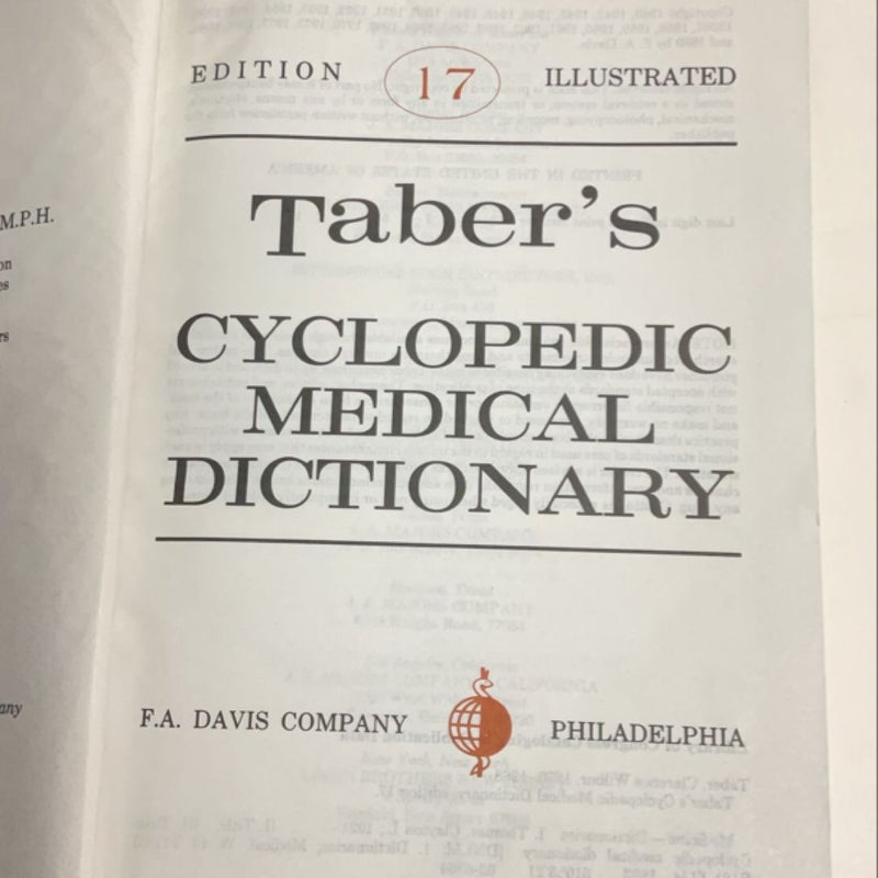 Taber's Cyclopedic Medical Dictionary - Not Thumb-Indexed