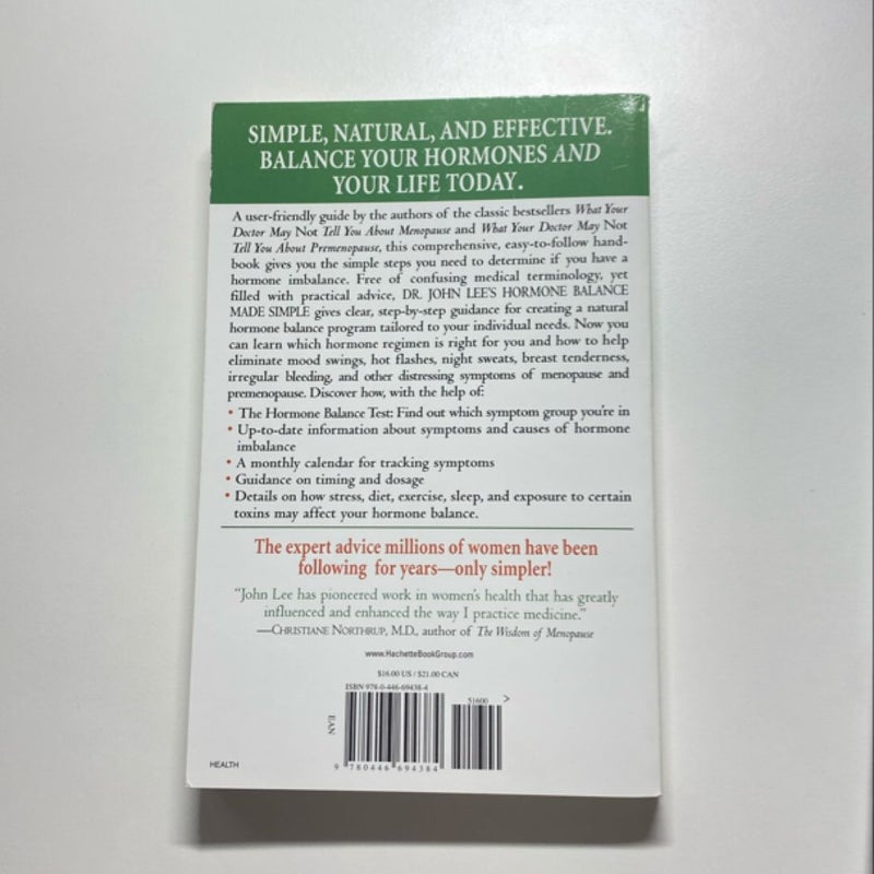 Dr. John Lee's Hormone Balance Made Simple