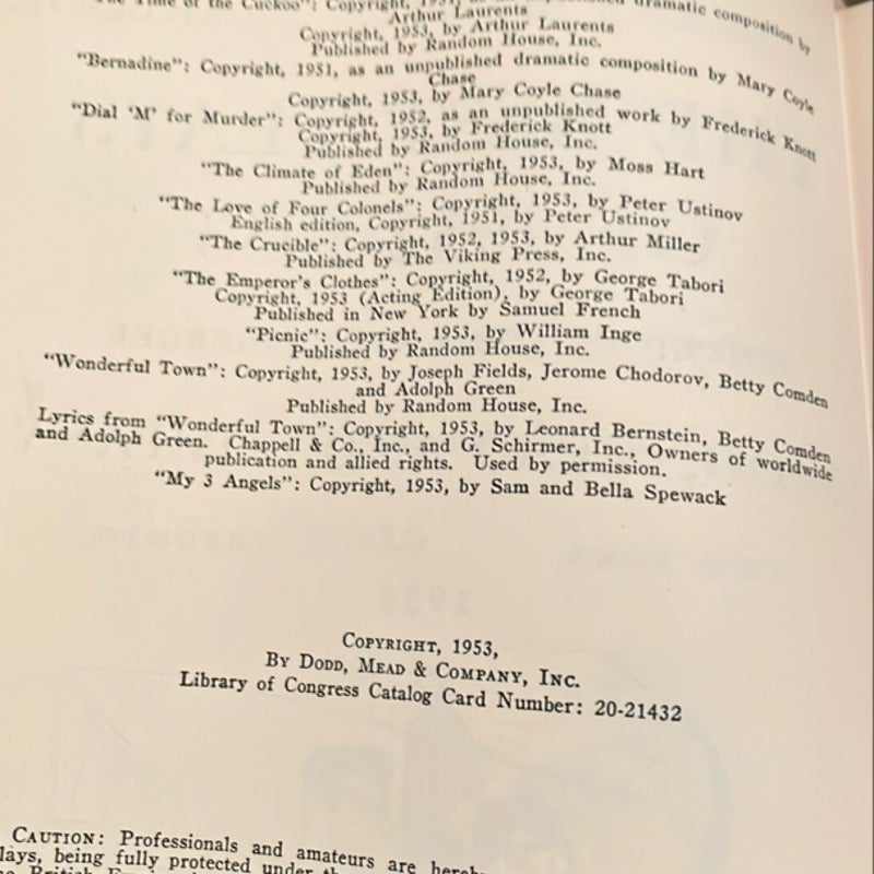 The Best Plays of 1952-1953 (1953)