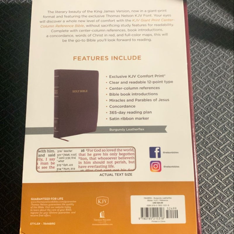 KJV Reference Bible Red Letter Edition [Giant Print, Burgundy]