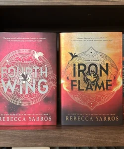 Red Fourth Wing and first edition Iron Flame Set