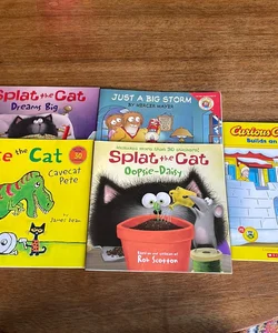 Pete the Cat, Splat the Cat, Little Critter and Curious George book bundle 