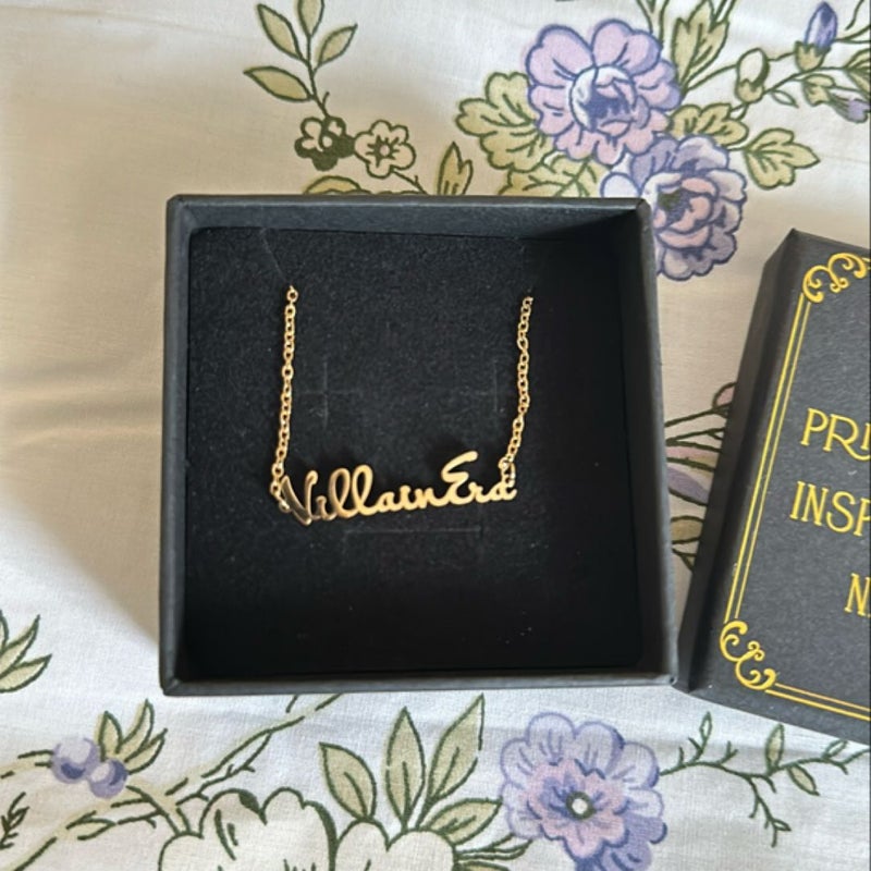 Bookish Box The Plated Prisoner Villain Era Cursive Necklace 