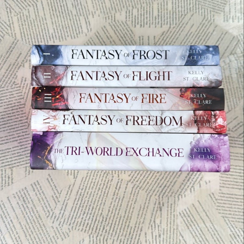 The Tainted Accords series (Fantasy of Frost, Fantasy of Flight, Fantasy of Fire, Fantasy of Freedom, The Tri-World Exchange novellas)