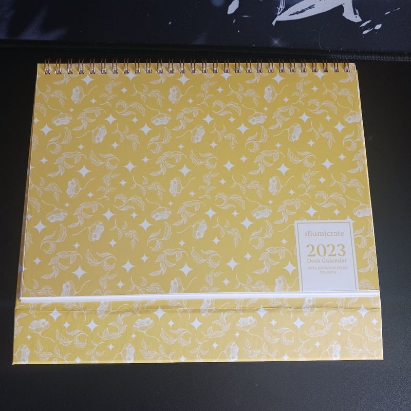 Illumicrate 2023 desk calendar and book box goodies