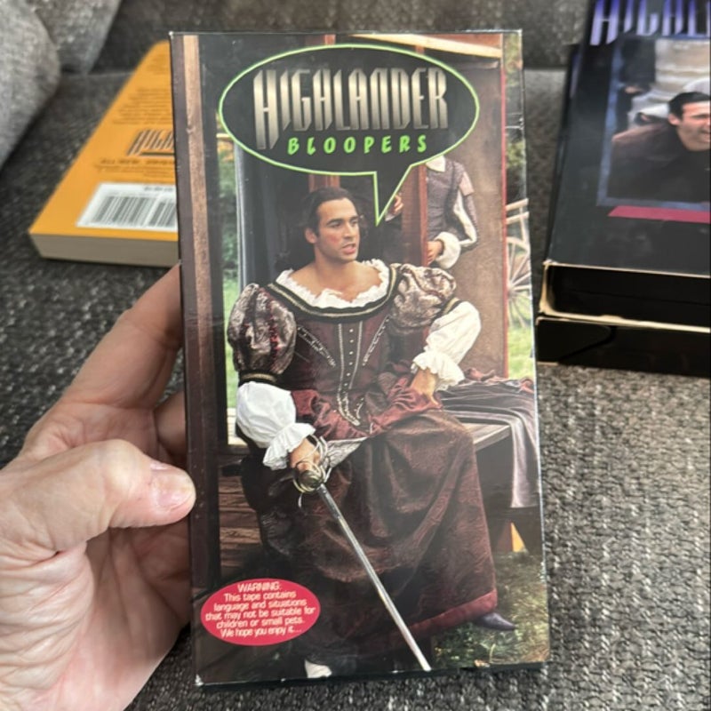 Bundle-Highlander Novel and Bloopers VHS tapes