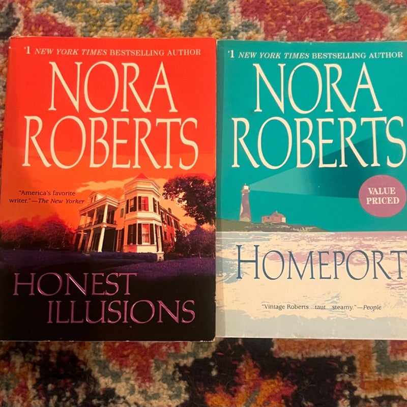 Lot of 2 Nora Roberts  Romance PBs GOOD Honest Illusions, Homeport