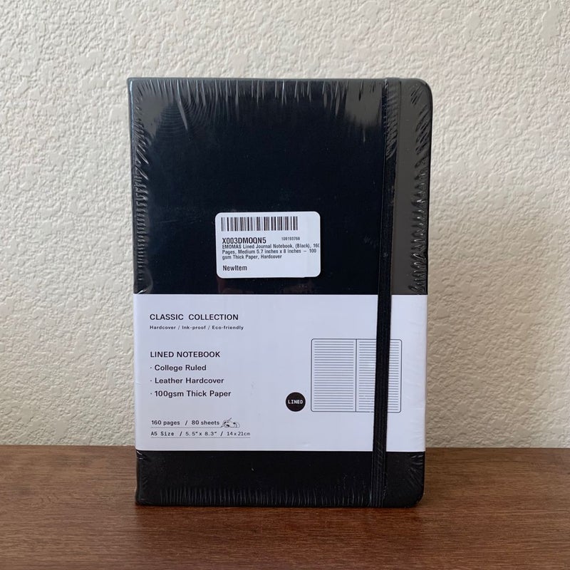 EMOMAS Black Lined Hardcover Journal Notebook