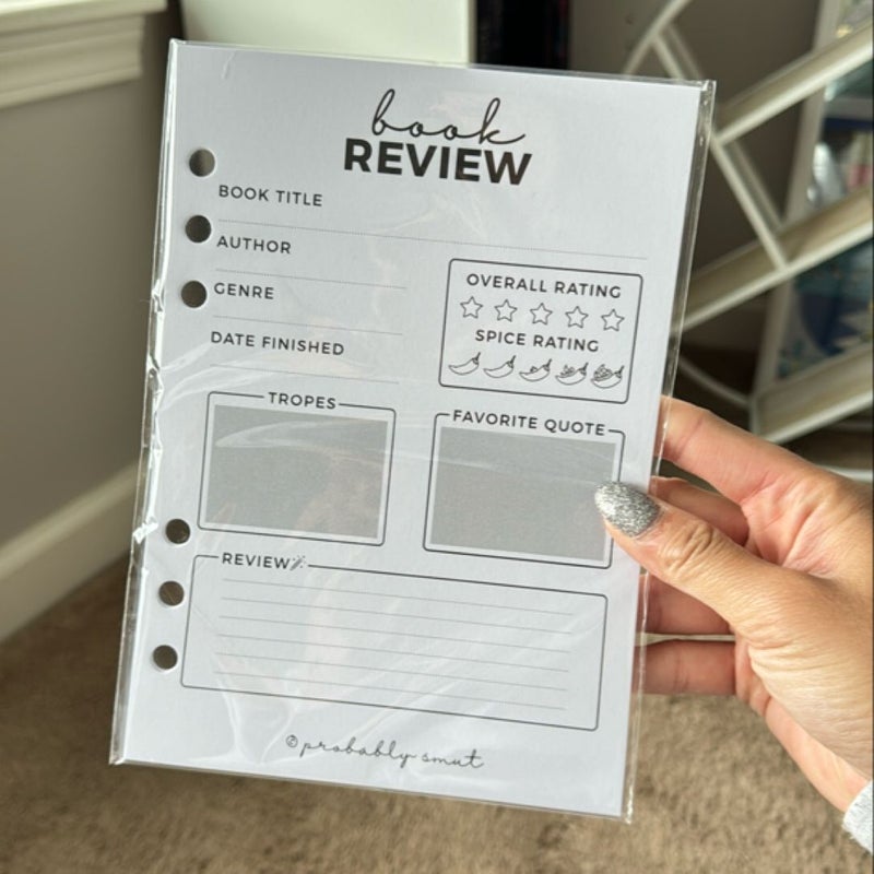 Probably Smut Book Review Sheets