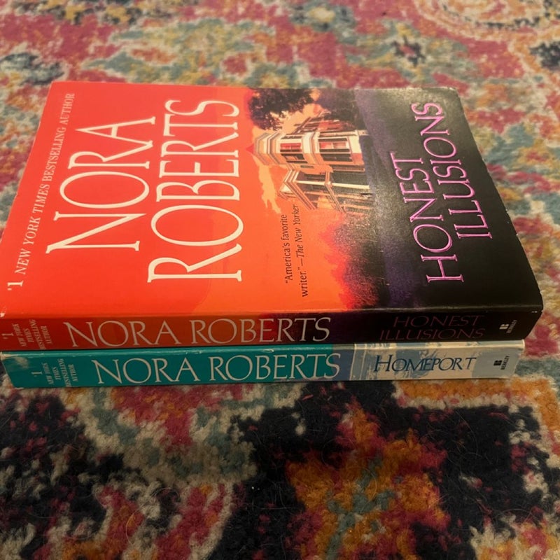 Lot of 2 Nora Roberts  Romance PBs GOOD Honest Illusions, Homeport