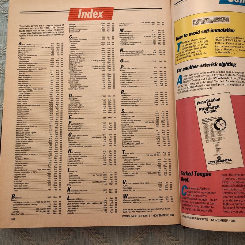 Consumer reports Volume 53 January to November 1988