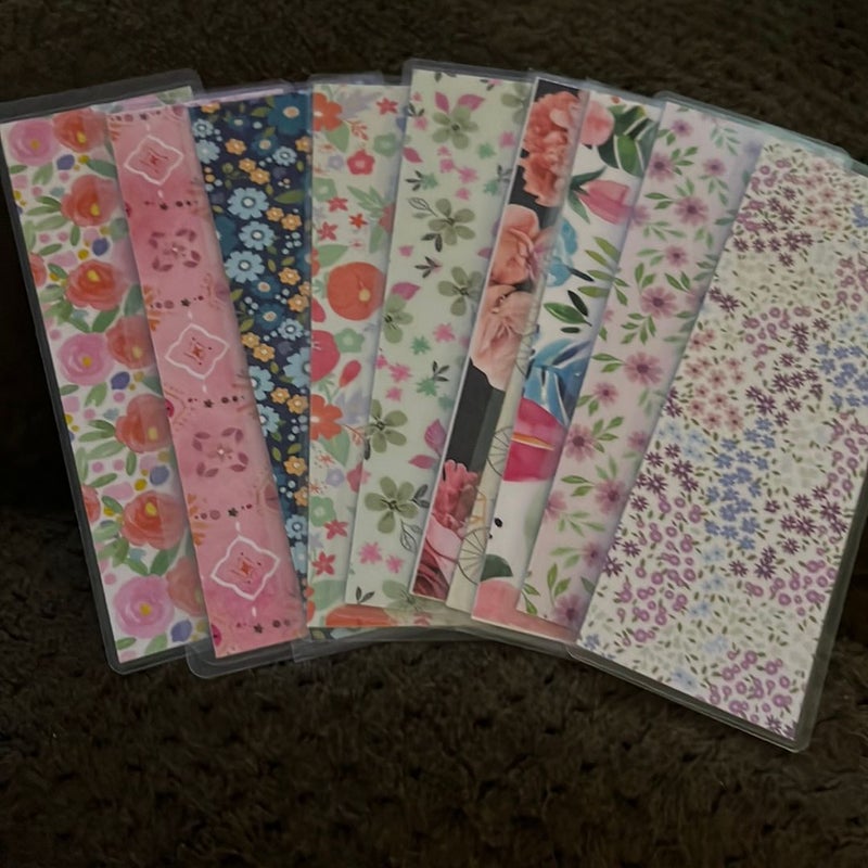 10 double side laminate bookmarks spring summer flowers