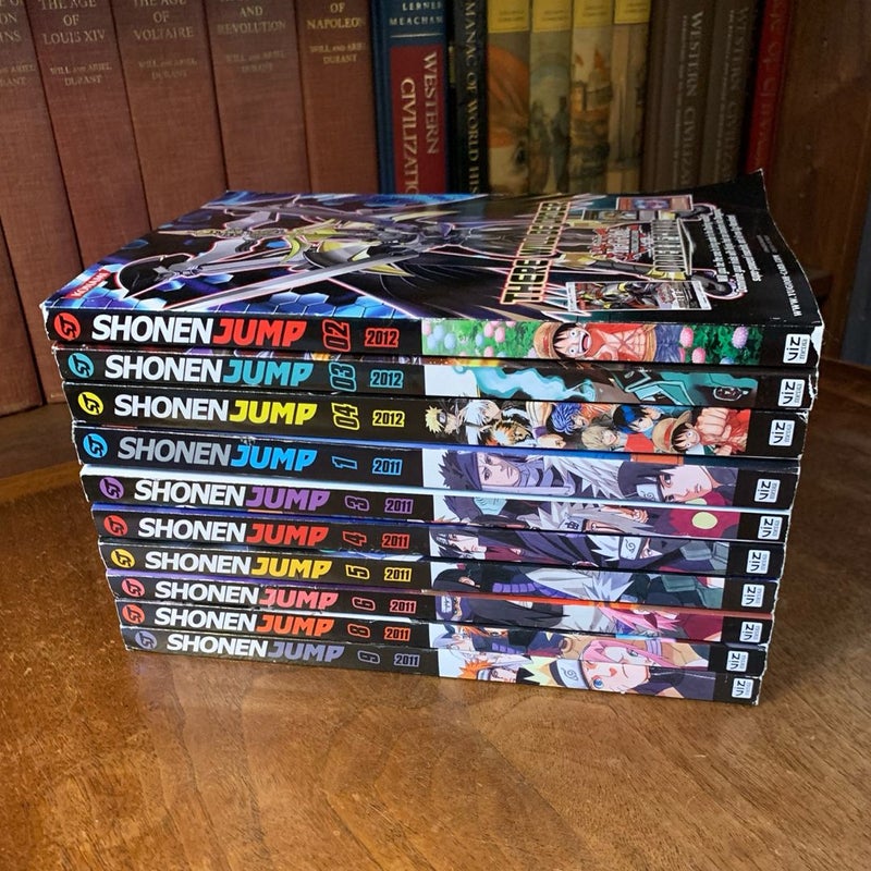 Shonen Jump Magazine 10 books: 2011 1-3, 4-6, 8-9, 2012 2-4: Featuring Naruto, Bleach, One Piece and more