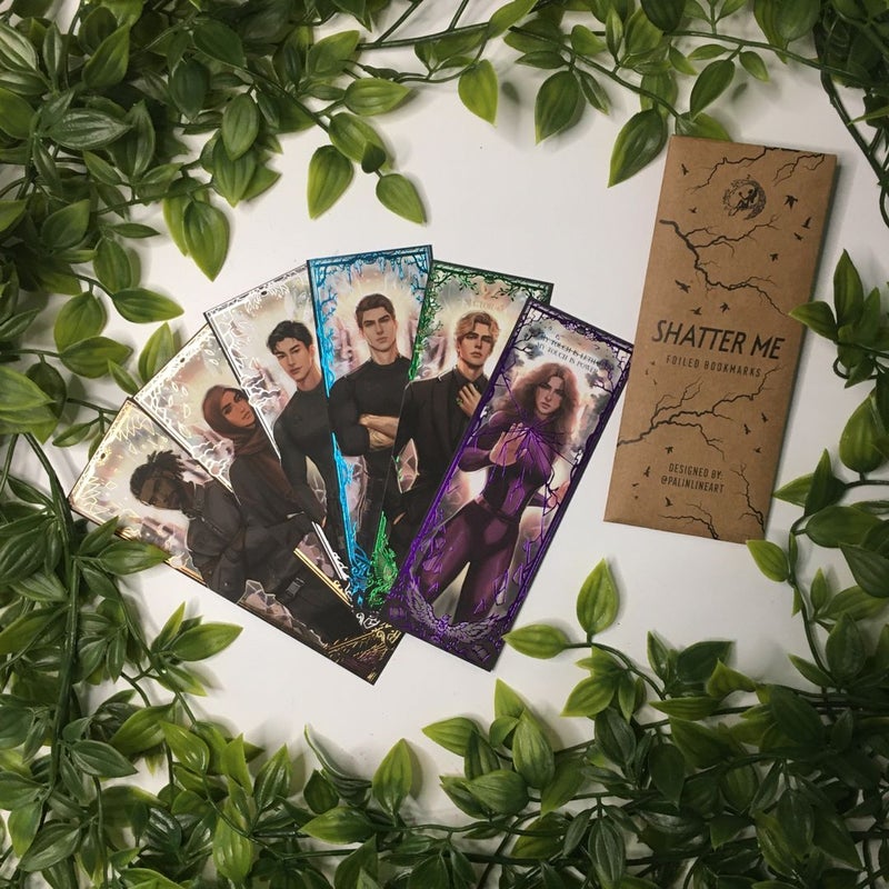 Shatter Me Foiled Character Bookmarks (Warner, Juliette, Adam, Kenji, Nazeera, Castle) FairyLoot Exclusive 