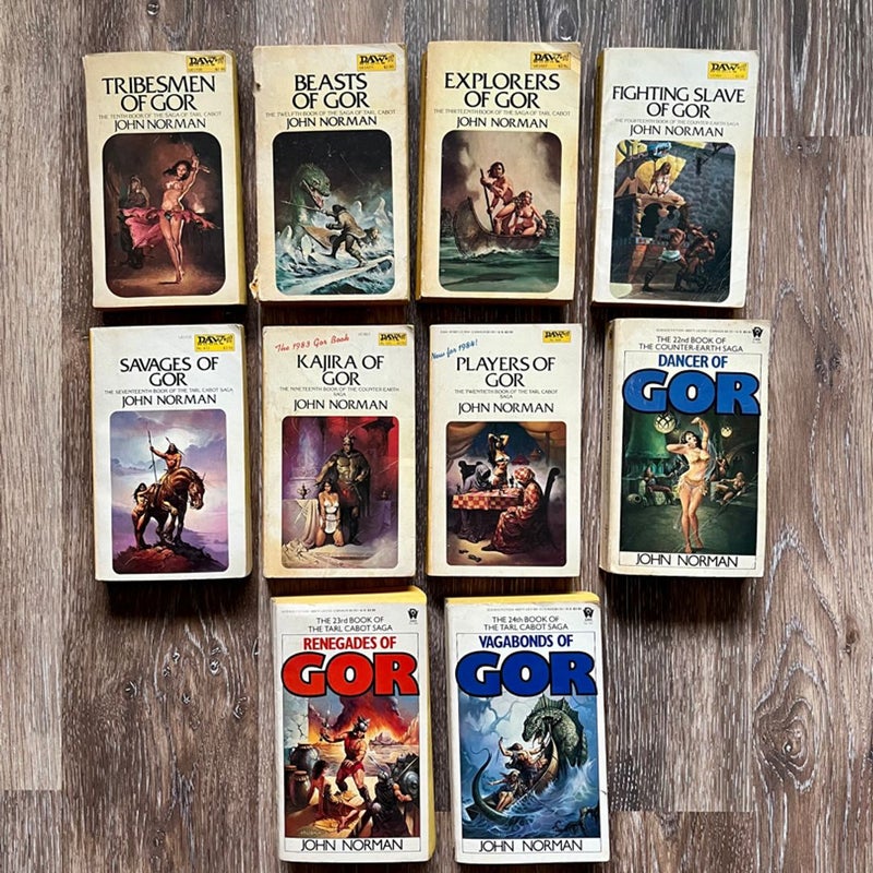 Gor Series by John Norman Lot of 10 Books Vintage Paperback Fantasy DAW.