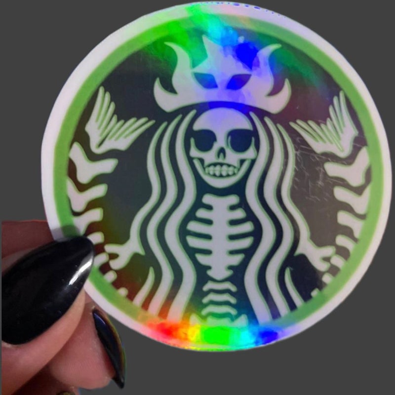 Inspired Goth Mermaid Coffee Iridescent Sticker