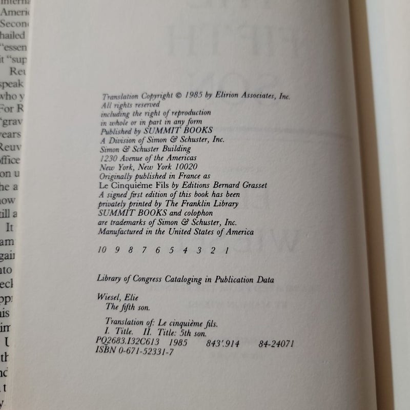 The Fifth Son (1985 First Edition)