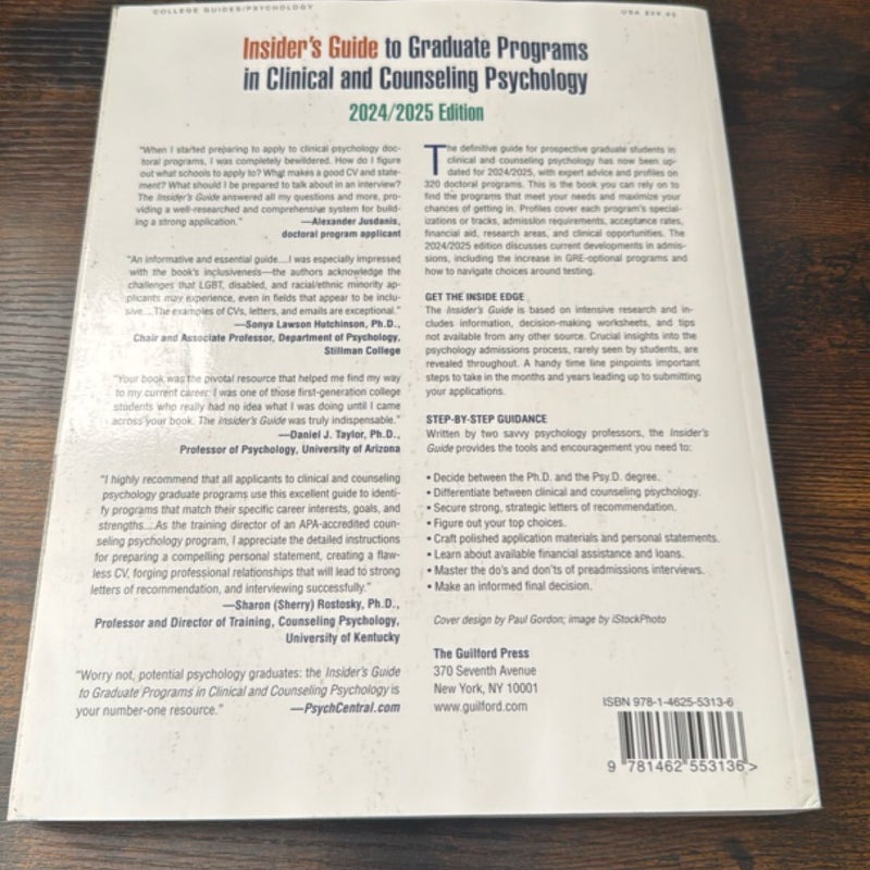 Insider's Guide to Graduate Programs in Clinical and Counseling Psychology