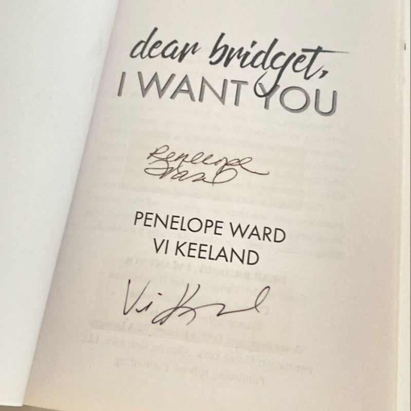 Dear Bridget, I Want You *SIGNED*