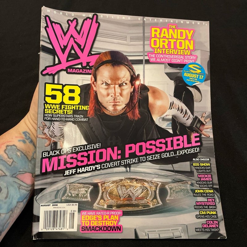WWE MAGAZINE AUGUST 2008 JEFF HARDY WORLD WRESTLING ENTERTAINMENT