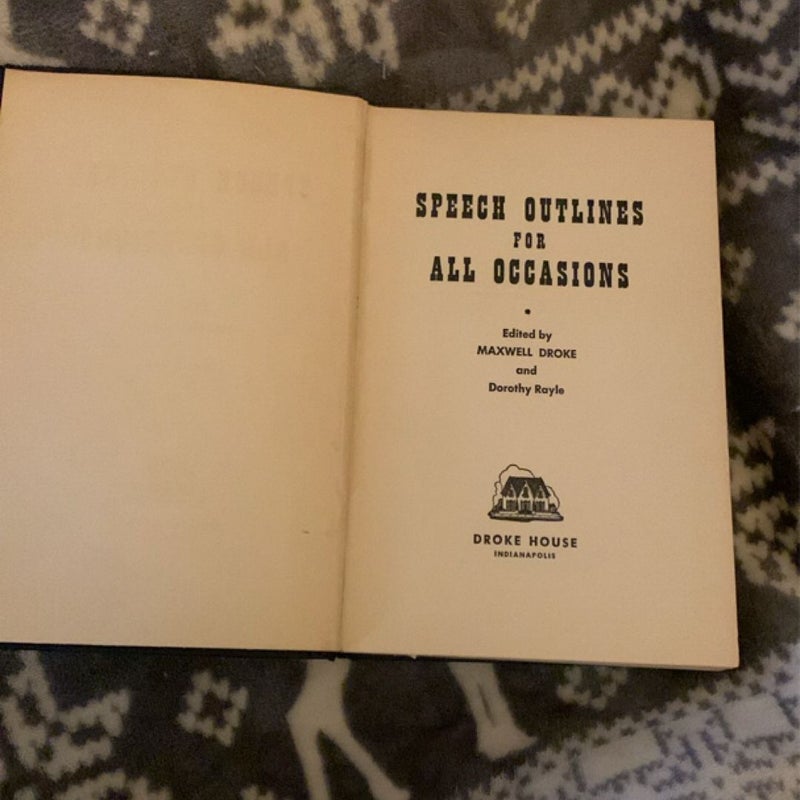 Vintage 1951 Speech Outlines for All Occasions Hardback Book