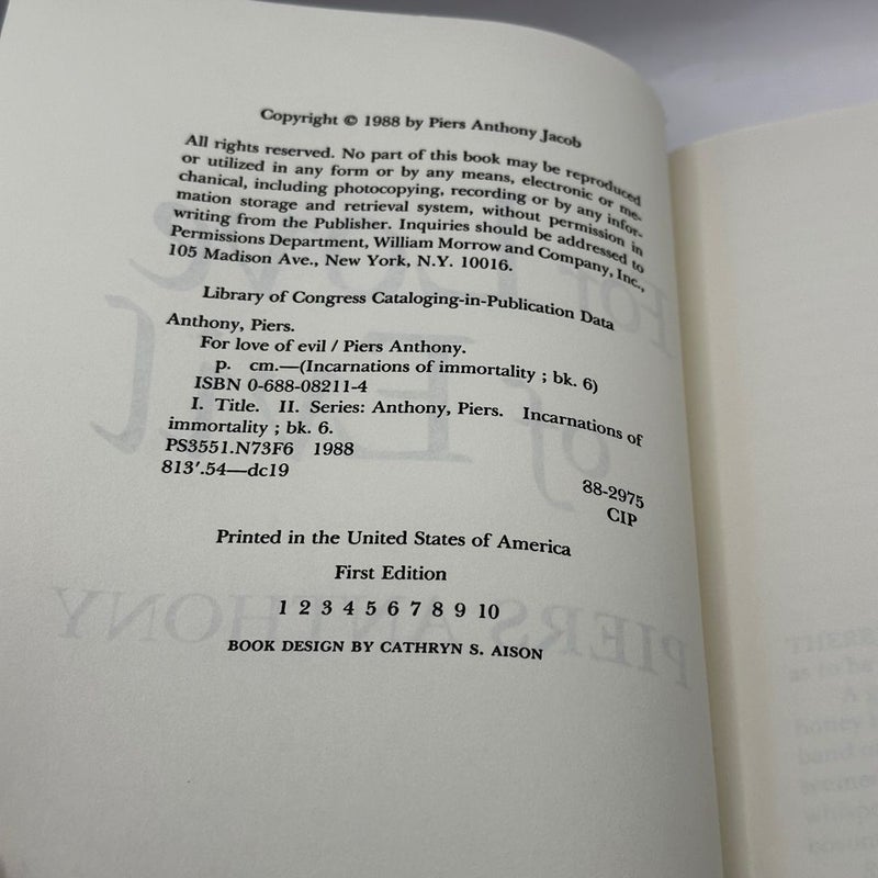 For Love of Evil (1st Ed 1st print)