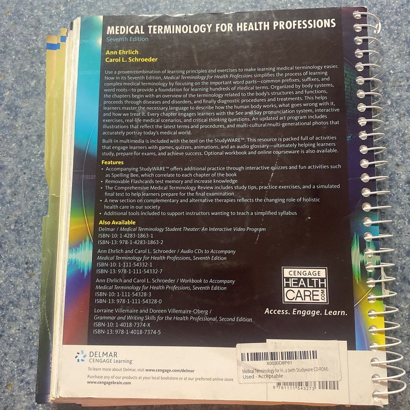 Medical Terminology for Health Professions (with Studyware CD-ROM)