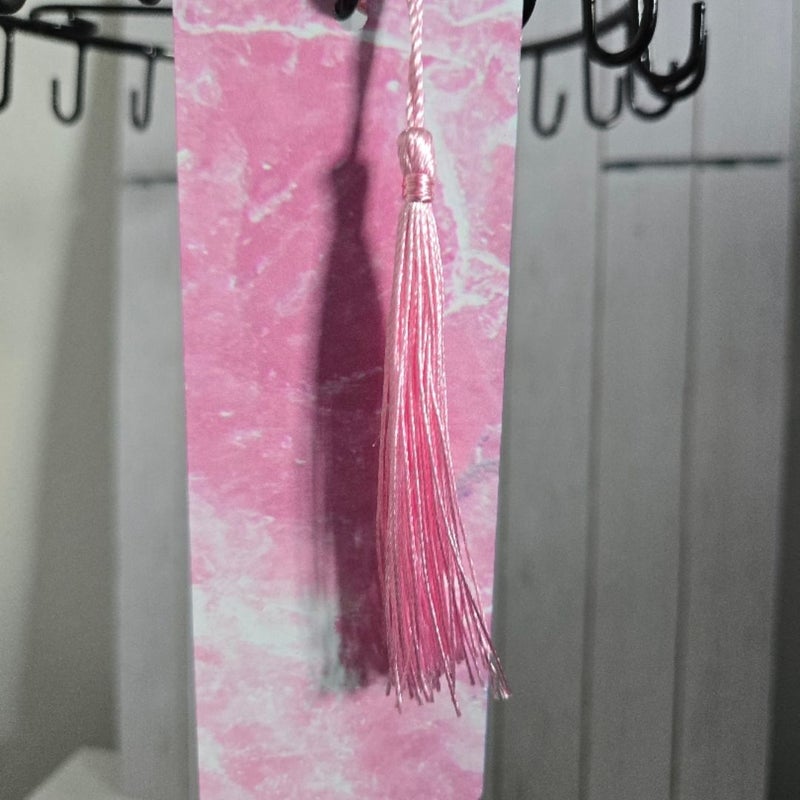 Pink Marble Metal Bookmark With Tassel