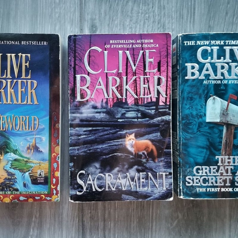 VTG. HORROR LOT OF (3) CLIVE BARKER: SECRET SHOW, WEAVEWORLD, SACRAMENT 1ST ED.