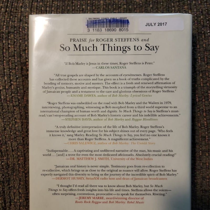 So Much Things to Say (Library Copy)