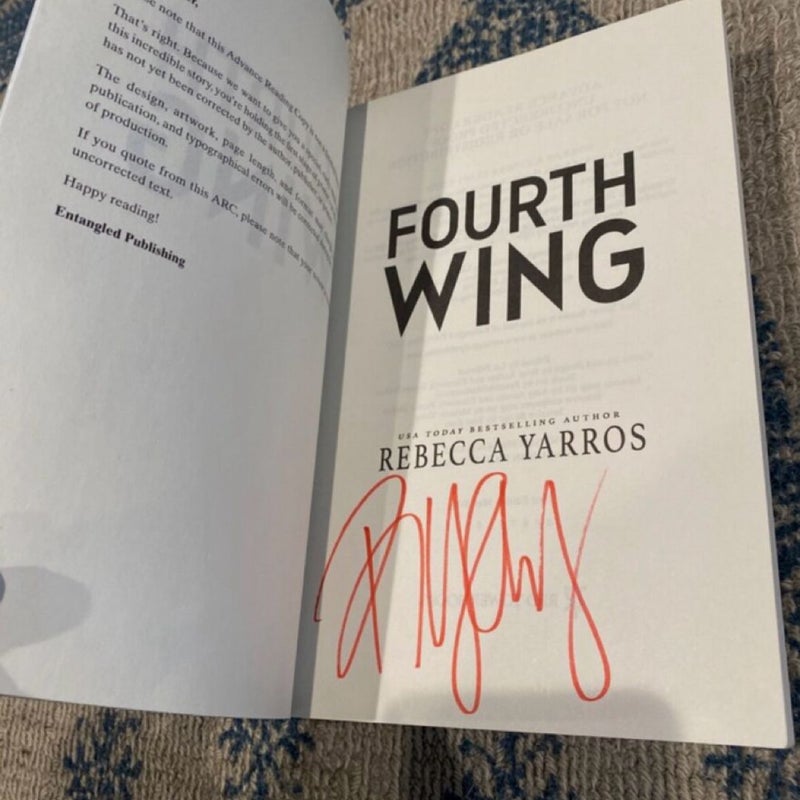 Signed ARC / Advanced Reader Copy - Fourth Wing by Rebecca Yarros