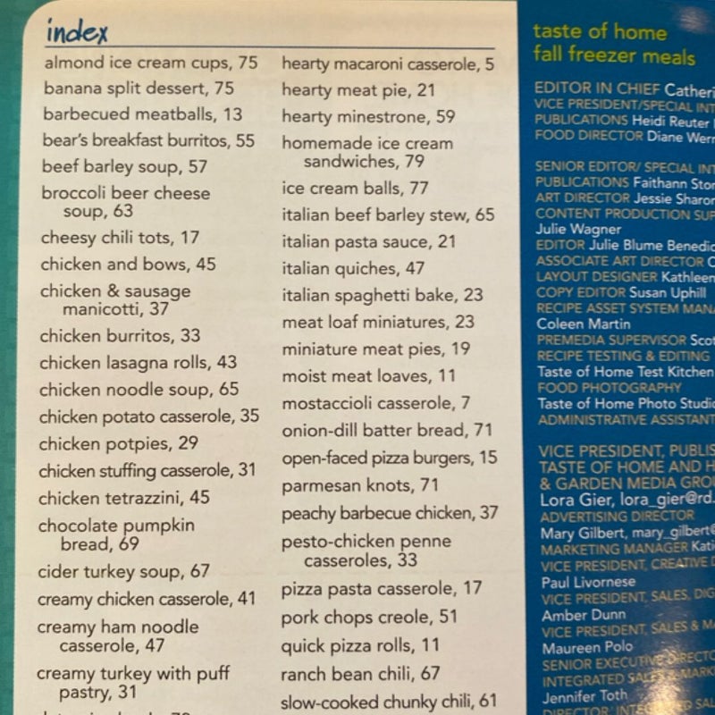 Taste of Home Fall Freezer Meals