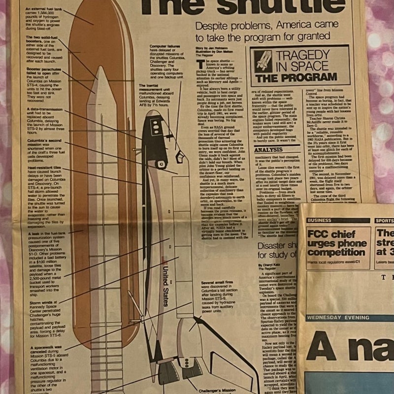 Orange County register the space shuttle in 1986