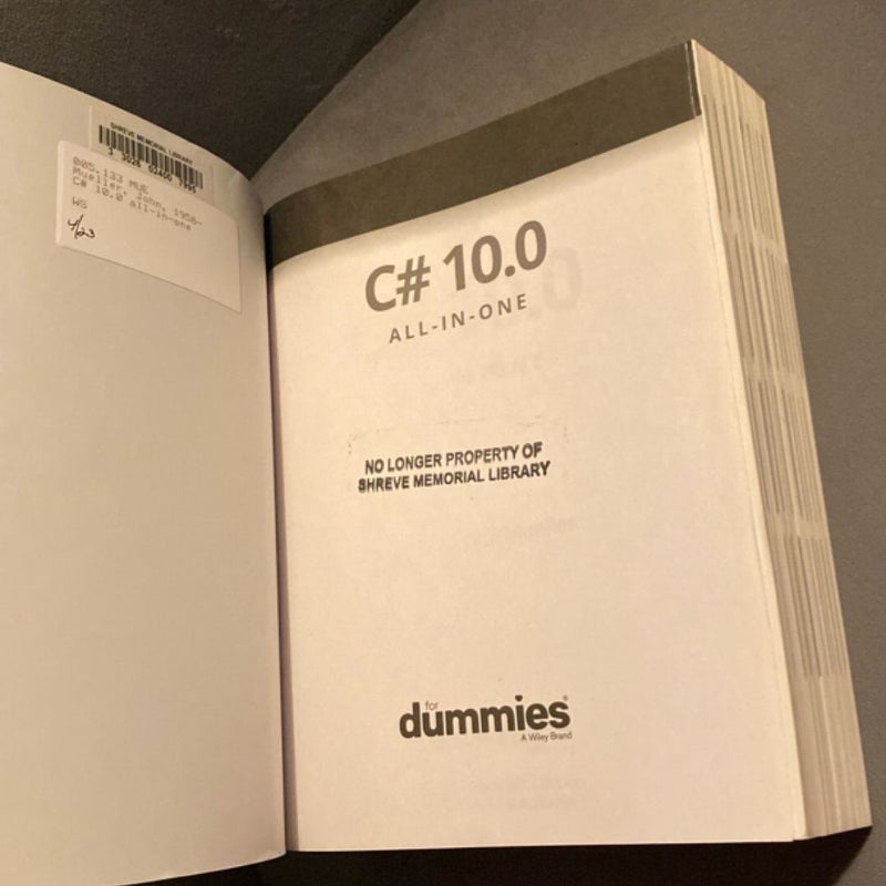 C# 10. 0 All-In-One for Dummies