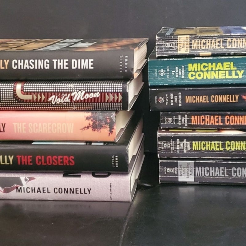 11 Michael Connelly Best-Selling Thrillers Mystery Novels Angels Flight
The Closers
 The Scarecrow
Void Moon 
Chasing the Dime