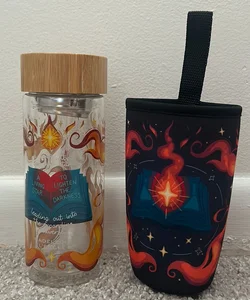A wrinkle in time glass tea water bottle and sleeve