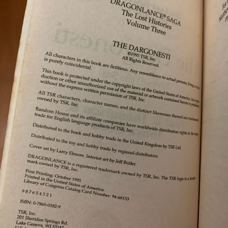 Vintage 1995 First Edition DragonLance: Complete Lost Histories Series 1-6 Set: The Kagonesti, The Irda, The Dargonesti, Land of the Minotaurs, The Gully Dwarves, The Dragons