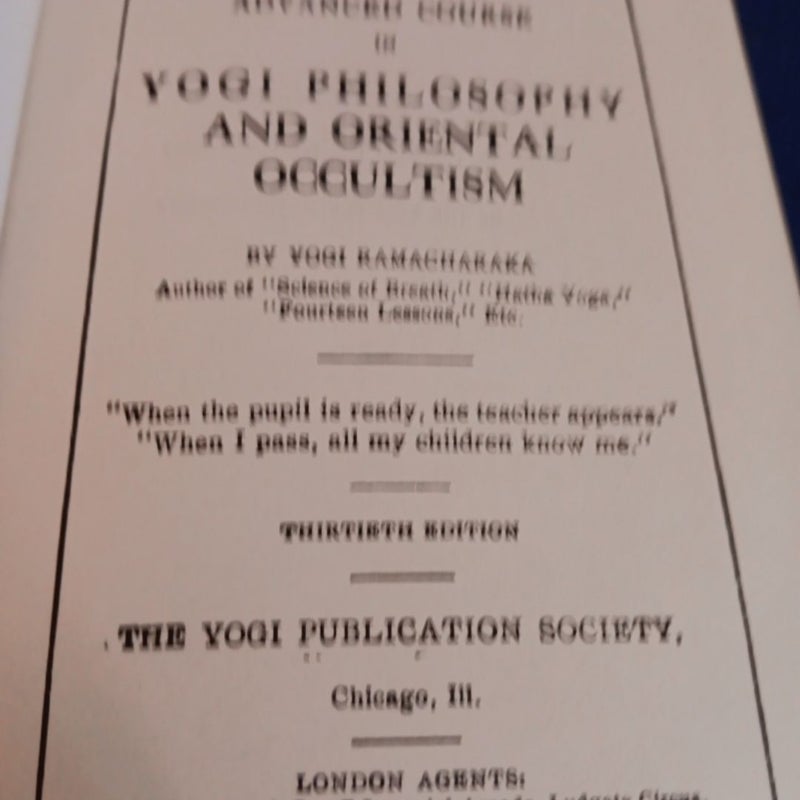 Yogi Philosophy and Oriental Occultism 1931