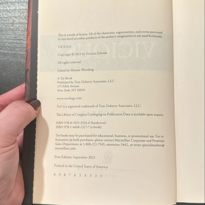 Vicious  2013 1st Edition First Printing
