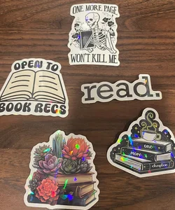 ~*5 PACK*~ Random Bookish Stickers! 