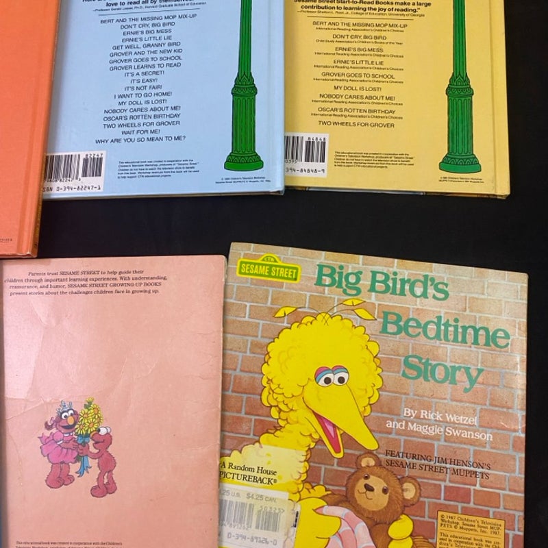 Sesame Street Books Set Lot of 8 Vintage Ernie Bert Grover Big Bird Oscar Elmo