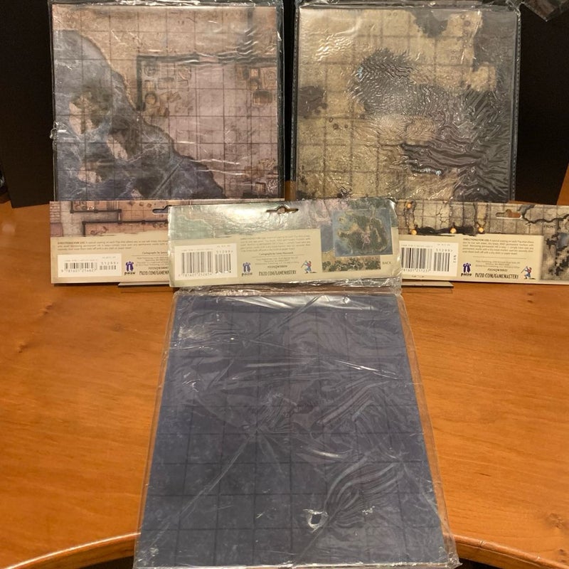 Pathfinder Game Mastery Flip-Mat Lot Pub Crawl, Darklands, Pirate Island Open VG
