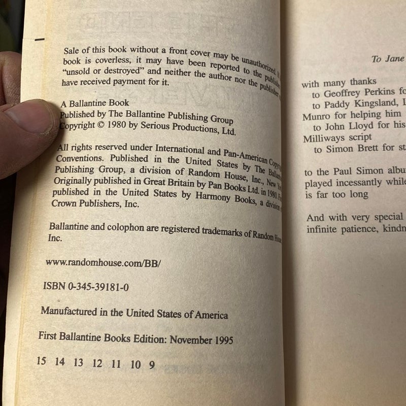 The Restaurant at the End of the Universe