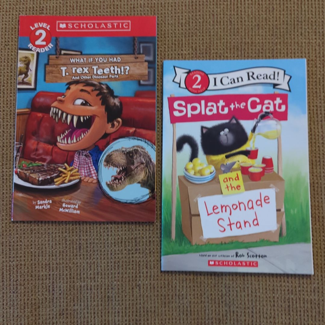 2BOOKBUNDLE!! Splat the Cat and the Lemonade Stand and What if You Had TRex Teeth