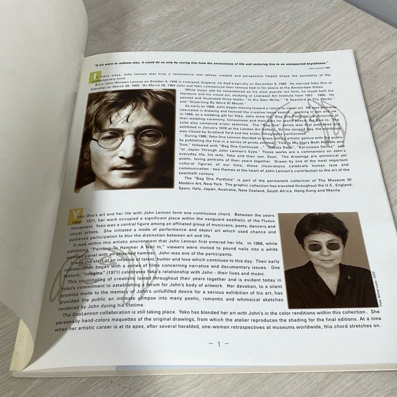 Rare John Lennon Yoko Ono Bag One Illustrated Art Portfolio Book & RARE Brochure